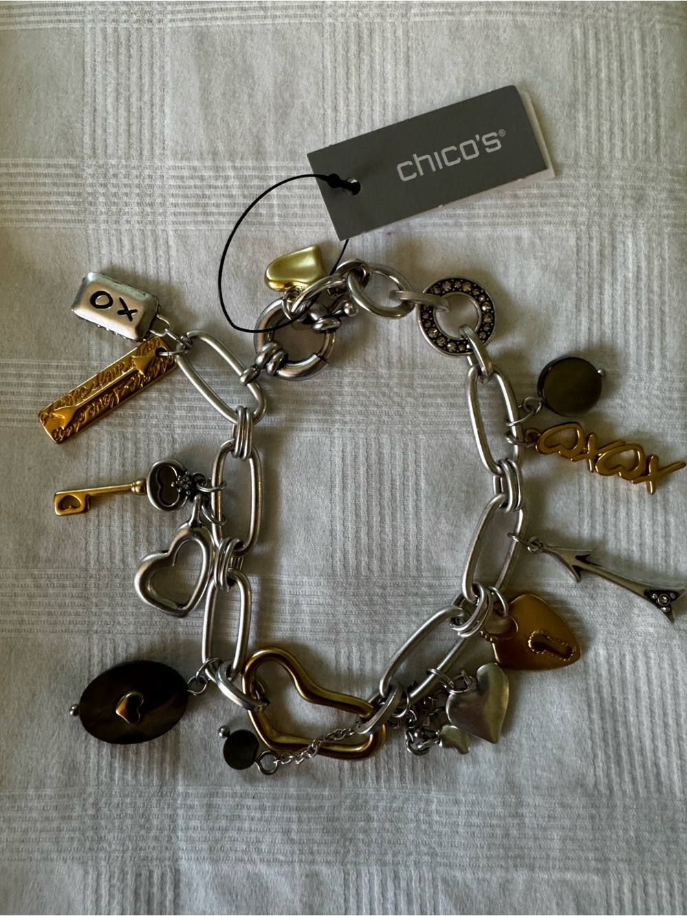 Chico's Two-Tone Mixed Charm Bracelet in Gold & Silver